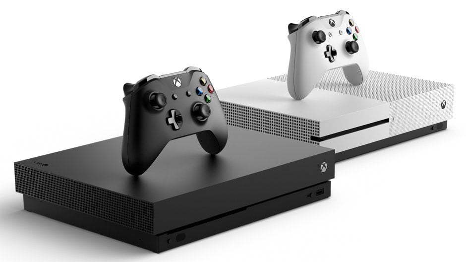 a black xbox and a white xbox