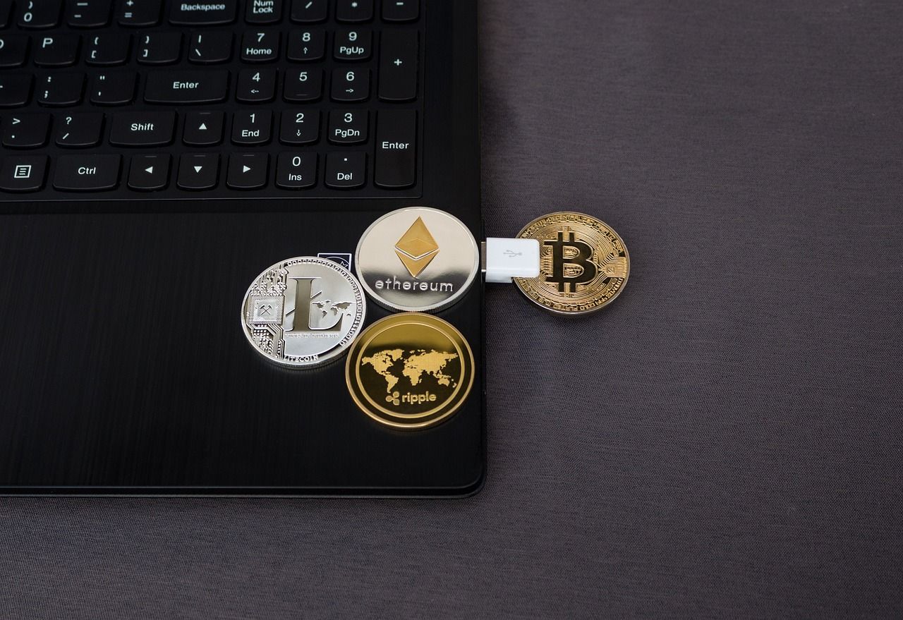 cryptocurrencies on a laptop