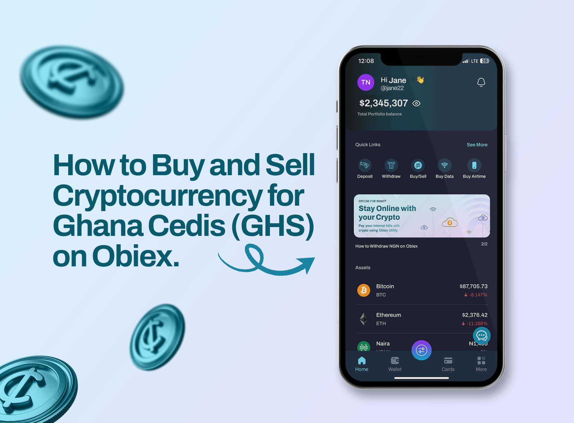 How to Buy and Sell Cryptocurrency for Ghana Cedis on Obiex