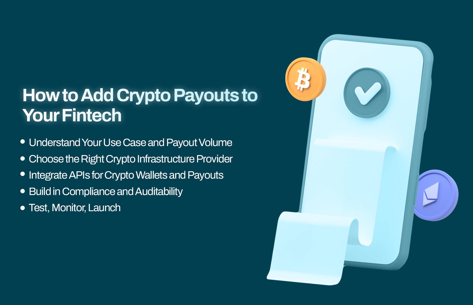 A list of steps to take when adding crypto payouts to your fintech