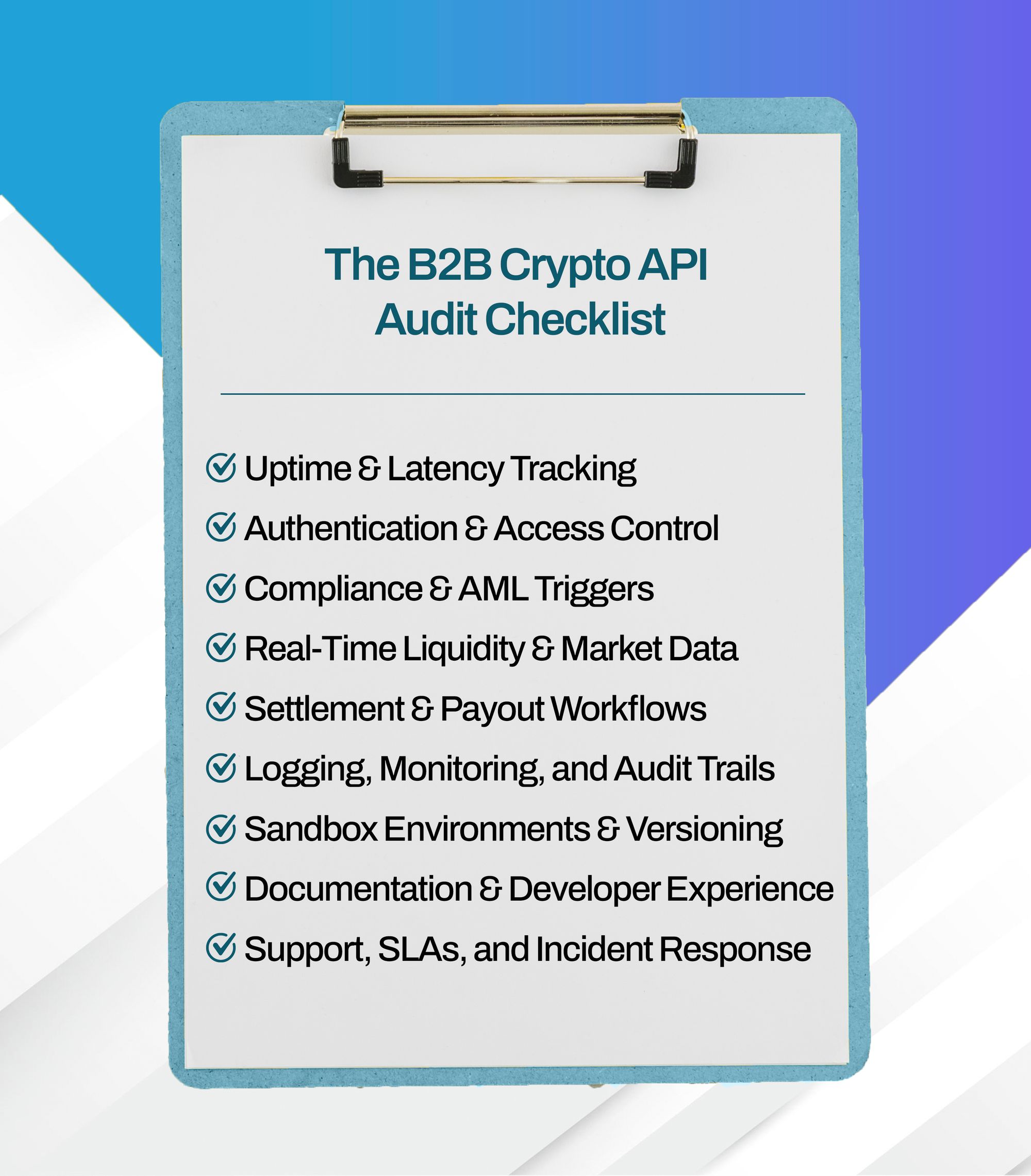 A checklist for B2B crypto API audit