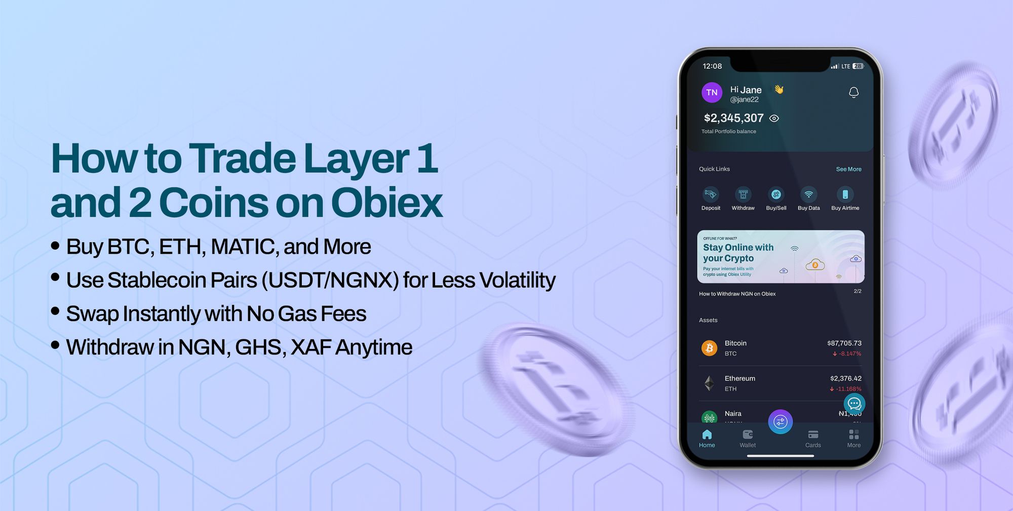 Steps for trading layer 1 and 2 coins on Obiex