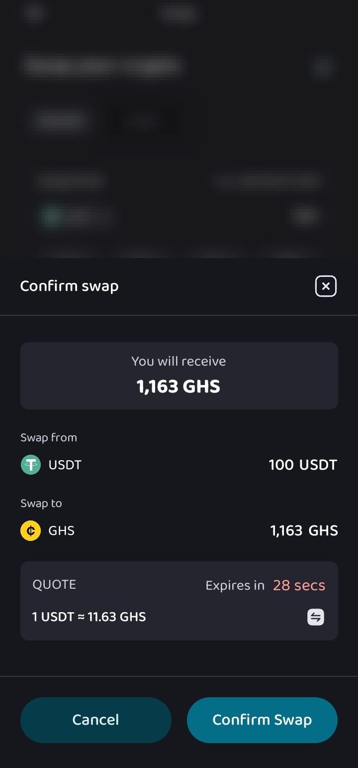 Swap Confirmation Page