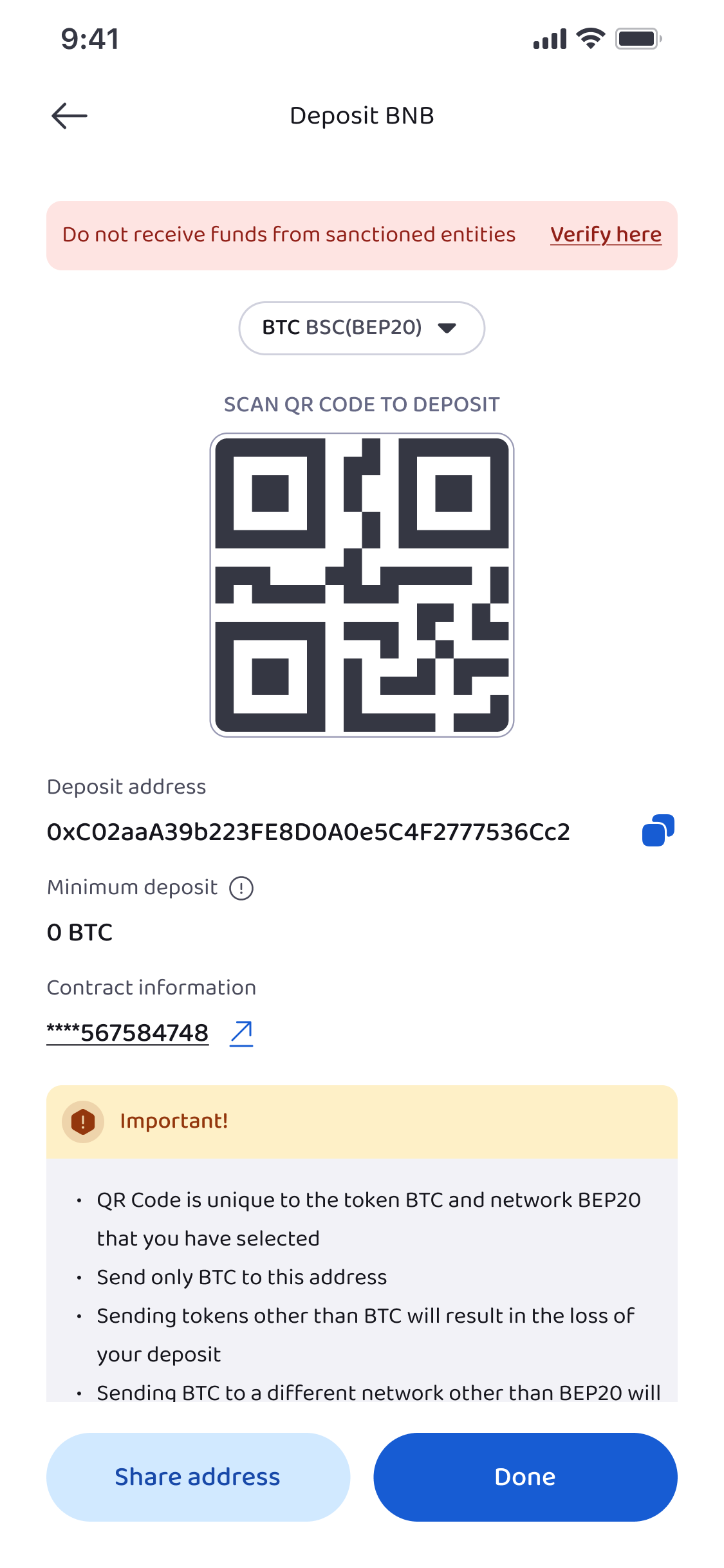 BTC Deposit Details on Obiex