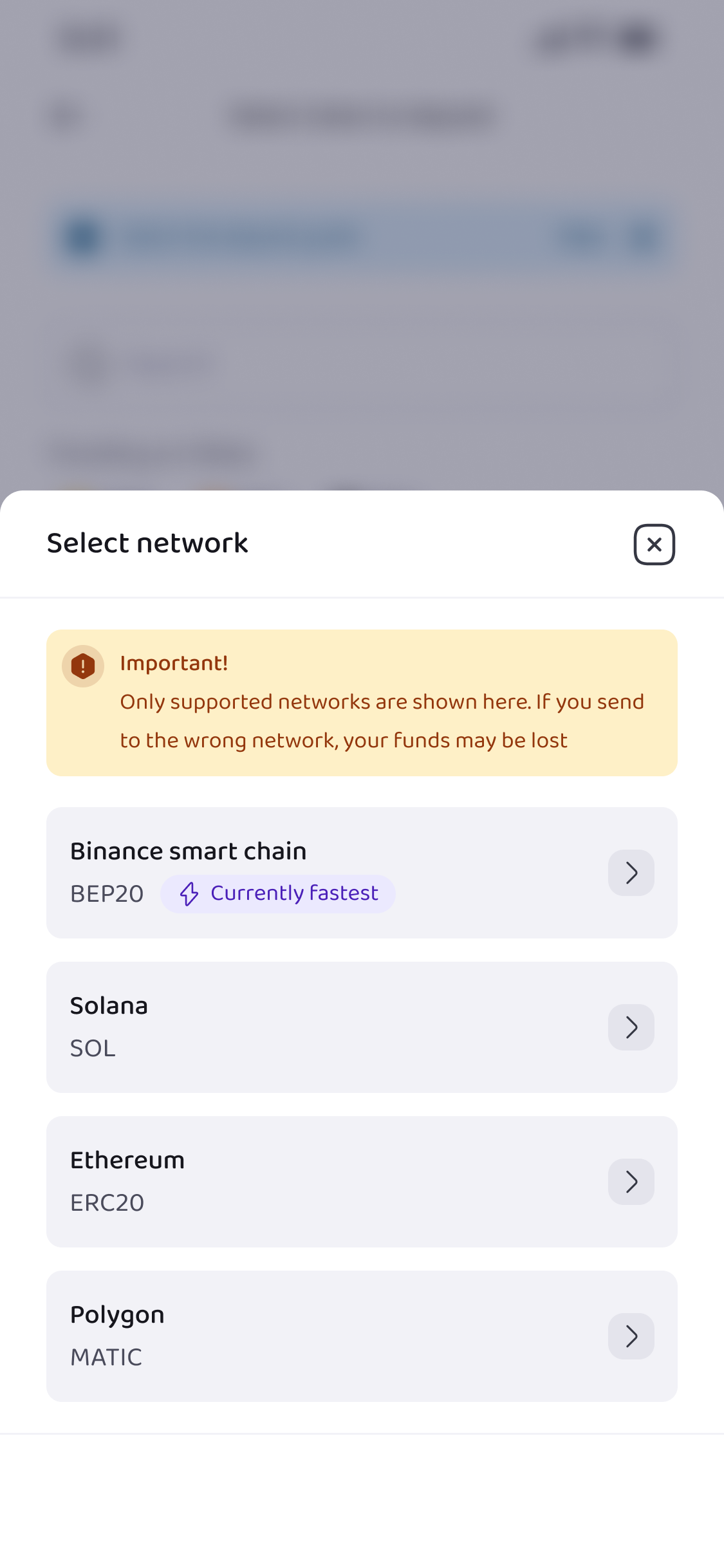 Available Deposit Networks on Obiex