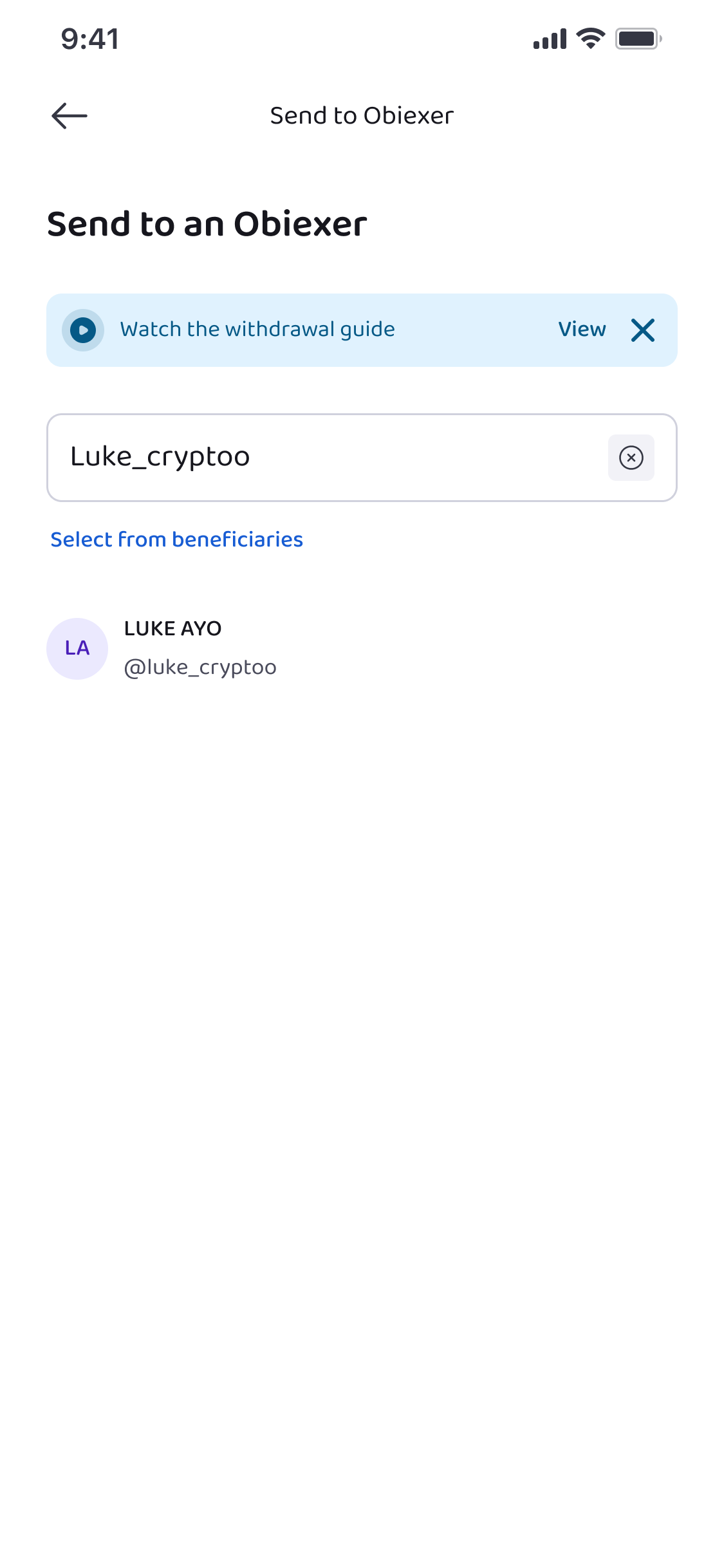 Recipient Search Page