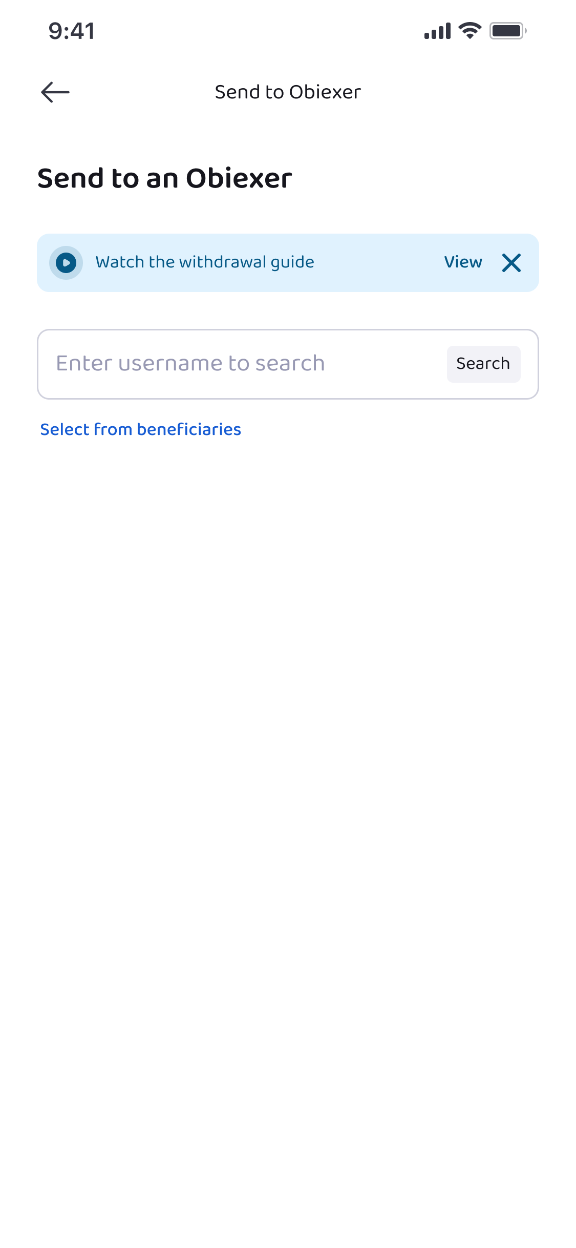Obiex Username Search Page