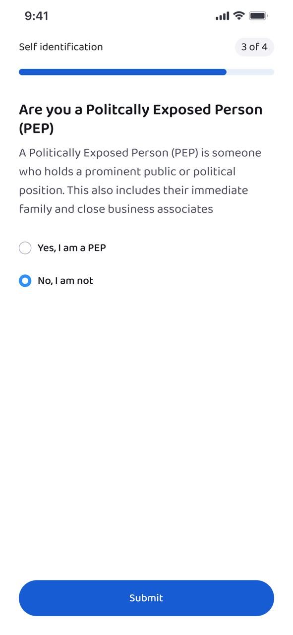 PEP Declaration Page