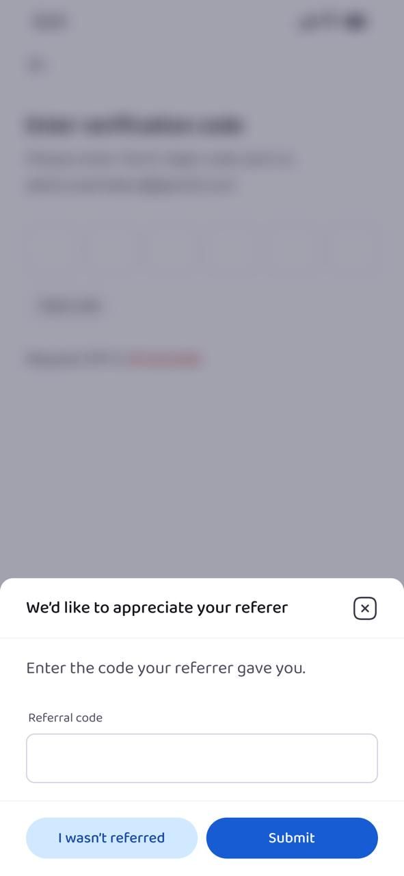 Referral Code Page