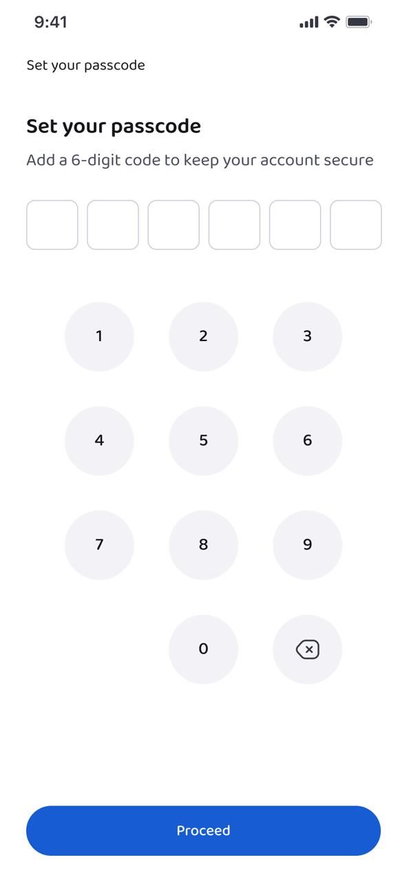 Passcode Setup Page